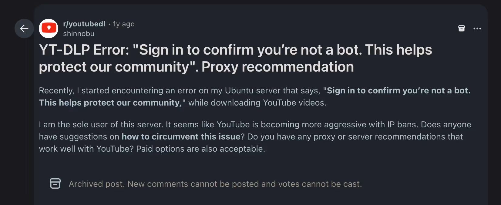 YouTube 會阻止未登入的 yt-dlp 請求